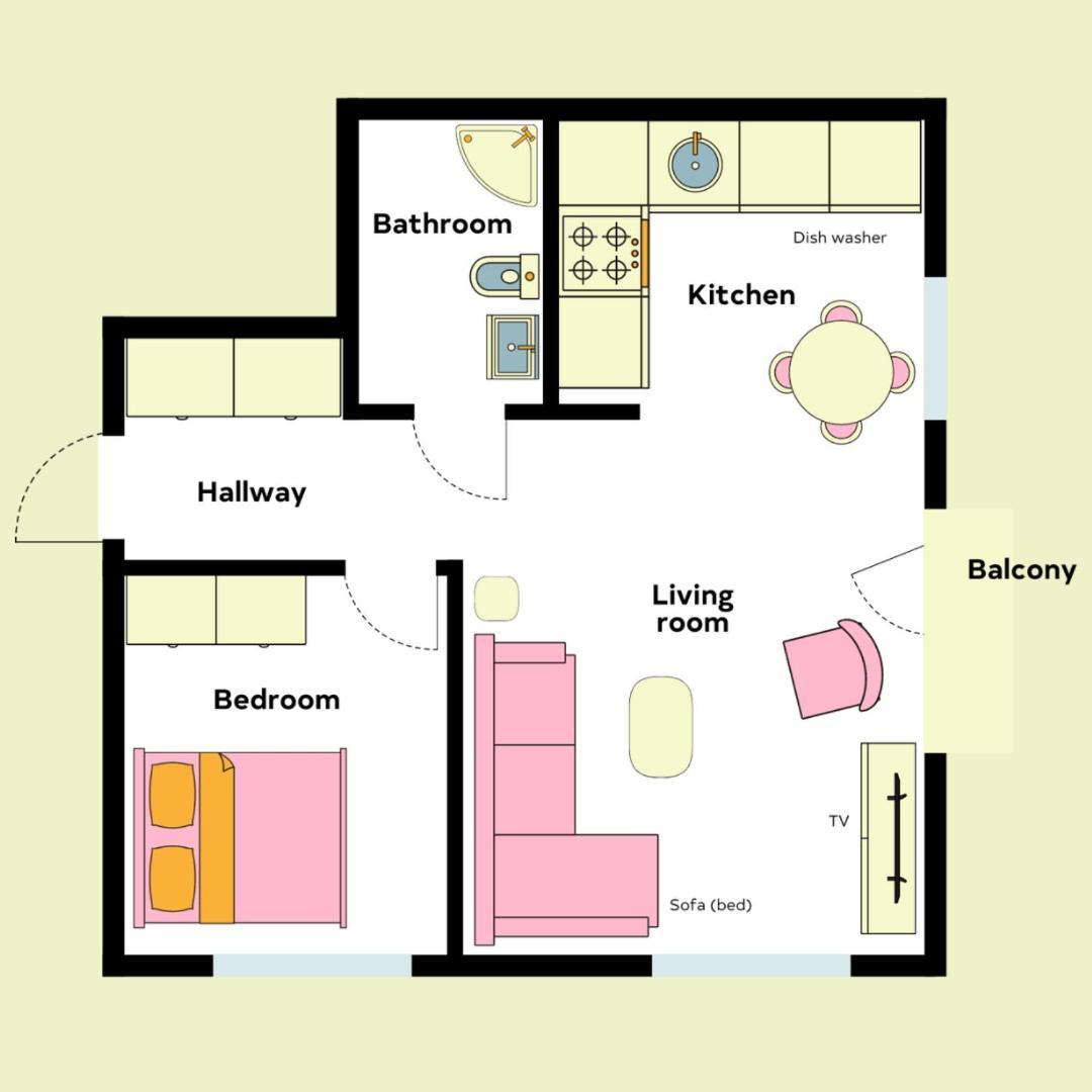 Candy-Colored Two-Room Condo With Sweet Views Хелзинки Стая снимка